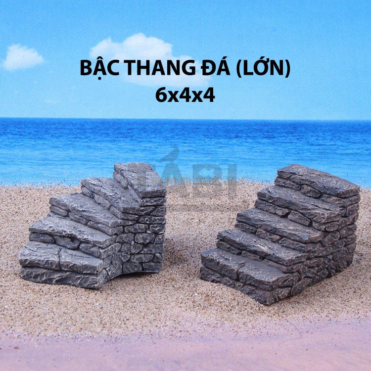Bậc thang đá thẳng, cong size lớn 6x4x4cm trang trí hồ cá, bể cá, chậu cây, tiểu cảnh terrarium