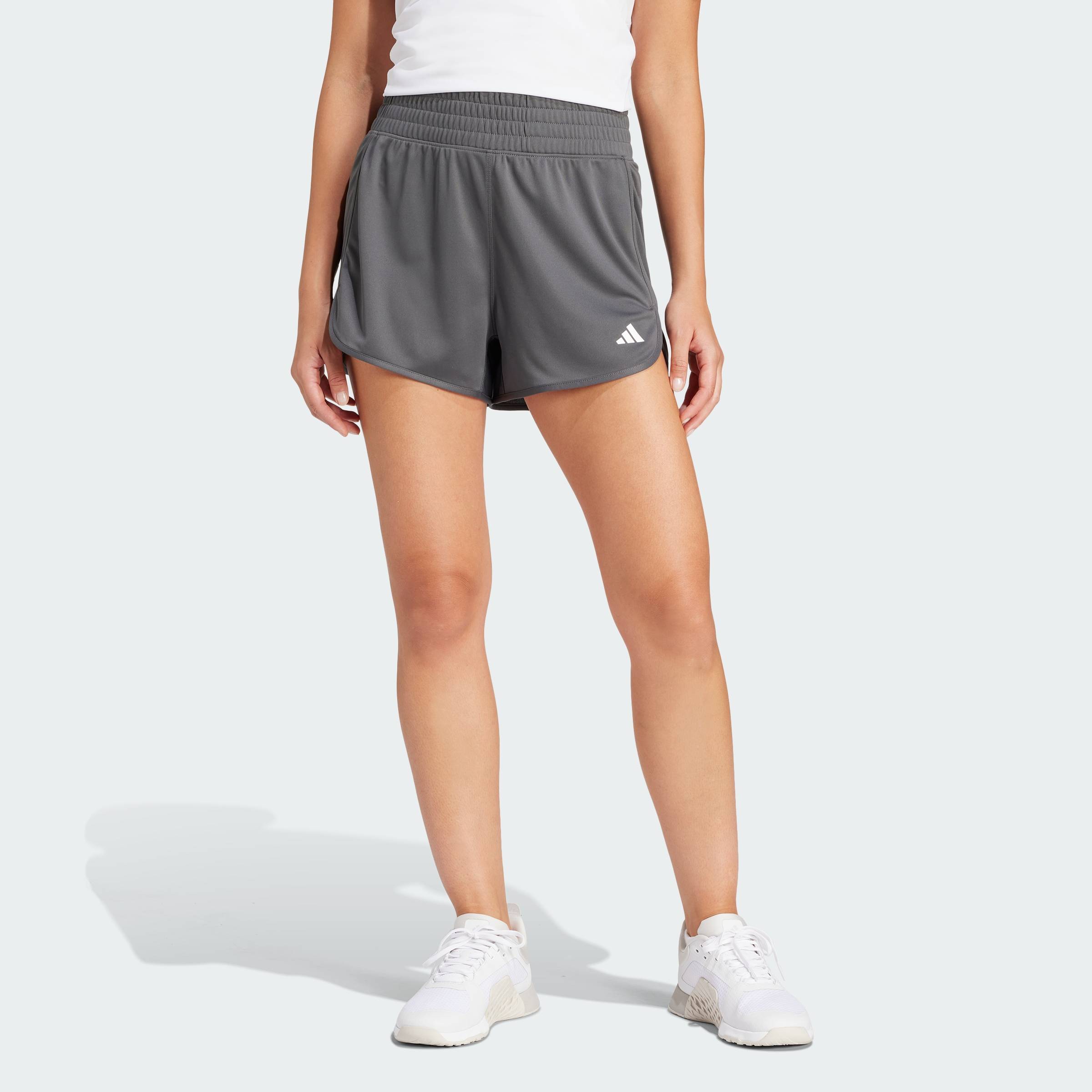 adidas Gym & Training Quần Short Cạp Cao Dệt Kim Pacer Essentials Nữ Xám IR6233