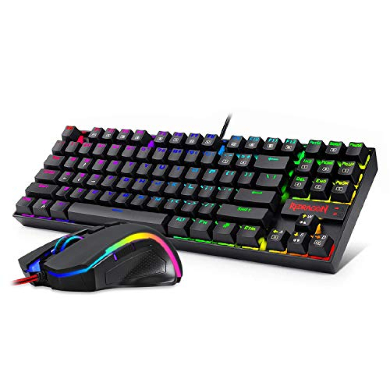 Redragon K552-RGB-BA Mechanical Gaming Keyboard and Mouse Combo Wired RGB LED Backlit 60% with Arrow Key Keyboard & 7200 DPI Mouse for Windows PC Gamers (Tenkeyless Keyboard Mouse Set) Singapore
