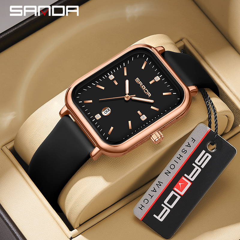 Sanda Women and Men Elegant Casual Business Square Diamond Quartz Watch SD1134 ราคา 286 บาท*ส่งฟรี