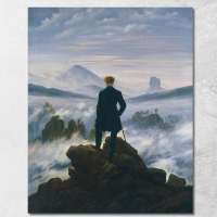 Art reproduction Viandante sul mare di nebb Caspar David Friedrich cdf41 รูปติดผนัง ภาพที่มีชื่อเสียง ภาพพิมพ์รายละเอียดคมชัดเทียบเท่าพิพิธภัณฑ์ชั้นนำ ภาพผ้าใบขึงเฟรมไม้แท้ พร้อมแขวน ผลิตในประเทศไทย งานฝีมือคุณภาพอิตาลี