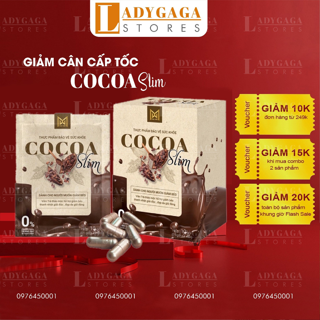 Giảm cân cocoa slim chính hãng hộp 30 viên uống giảm cân nhanh cấp tốc 4-5kg sau 1 liệu trình