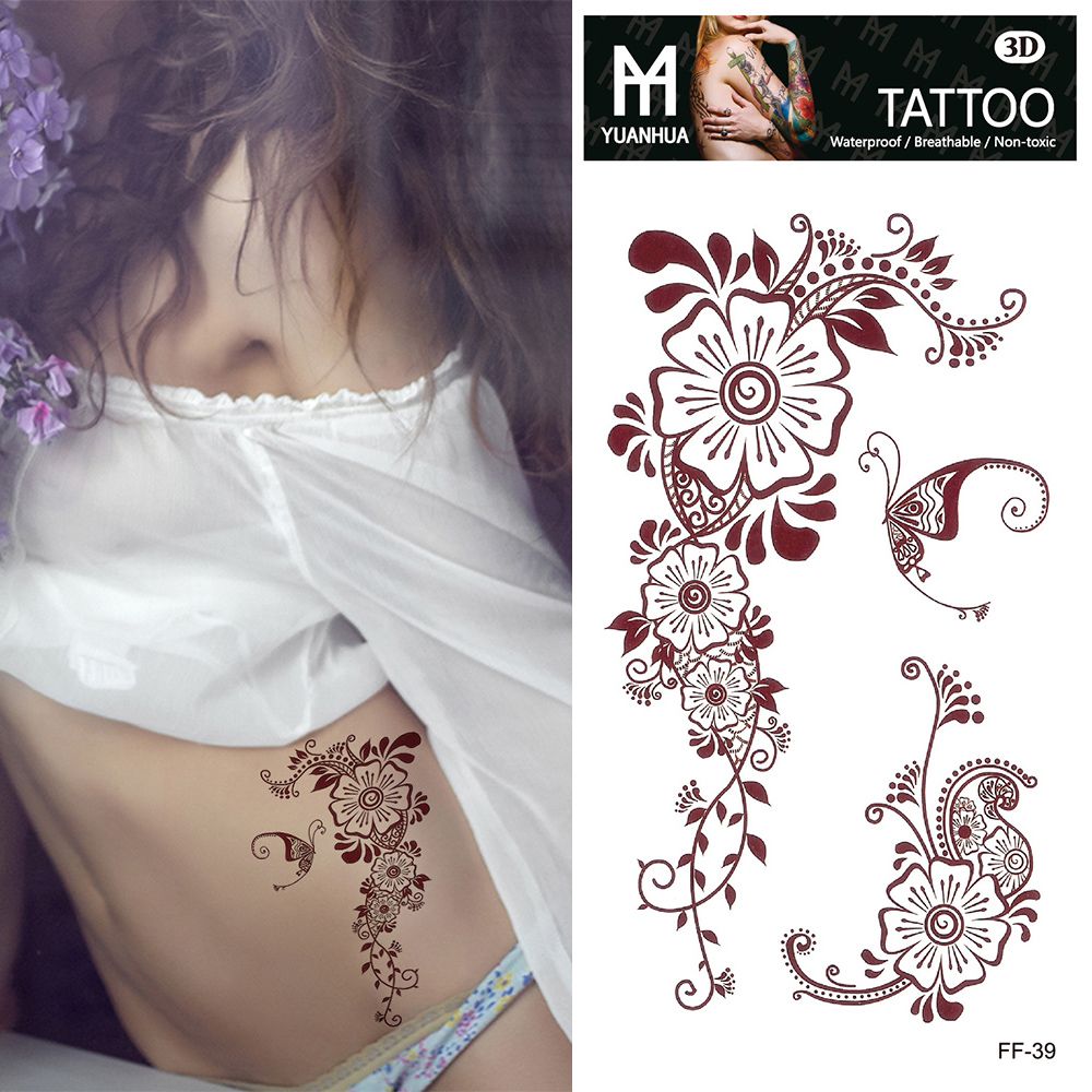 COLOG Thời trang To lớn Henna Lãng mạn Những bông hoa Hoa hồng Mạn đà la Hoa sen Hình xăm dán tạm thời Hình xăm giả Nghệ thuật cơ thể Không thấm nước