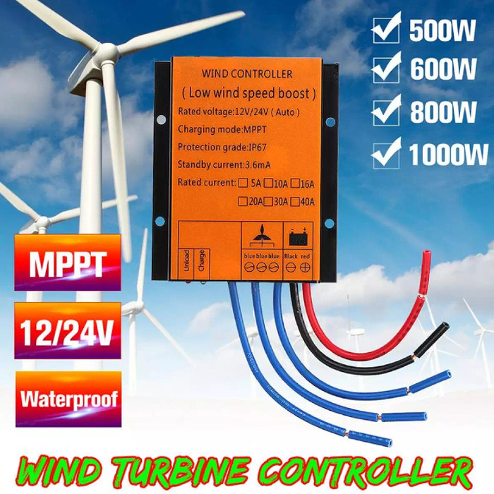 1000W PEAK 12V/24V MPPT WIND TURBINE CHARGE CONTROLLER REGULATOR Harga 1,960,000 rupiah*Gratis Ongkir