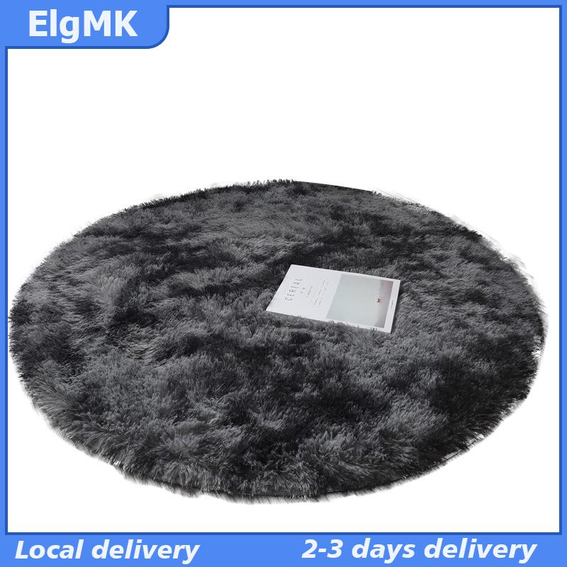 ElgMK Thảm lông cừu giả mềm mại hình tròn sang trọng, thảm cạnh giường bằng len có thể giặt được