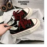 QiaoYiLuo Giày Vải Bố Đế Dày Giày Đen Nhỏ Dễ Phối Thường Ngày Tăng Chiều Cao Thoáng Khí Mẫu Mới Mùa Hè Cho Nữ