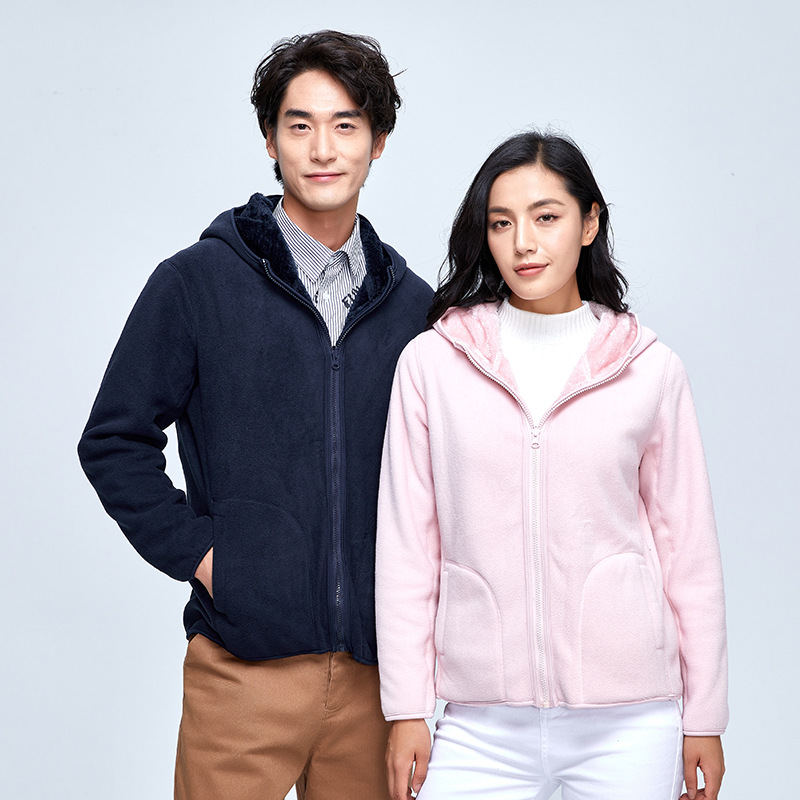 Yangzi2 nam và nữ áo khoác có mũ cho các cặp vợ chồng Mùa Đông, thể thao ngoài trời phong cách Lamb chuyến bay hai mặt hoodie bóng