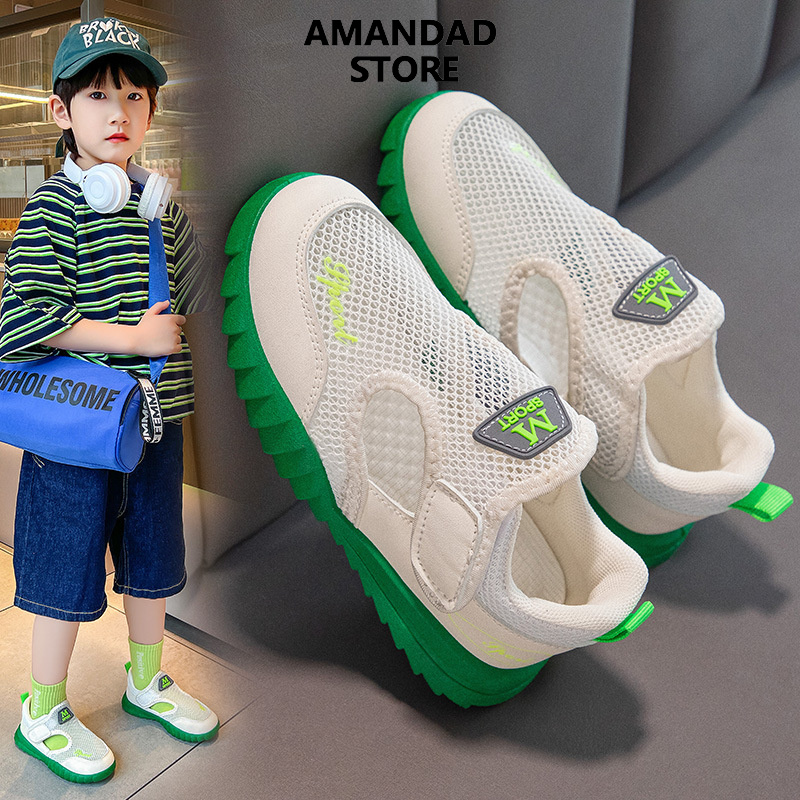  Qiaoyuluo trẻ em mùa xuân mùa hè và mùa thu thoáng khí đơn lưới bé trai thể thao Giày lưới đế mềm mới nam và nữ Xăng đan đi biển trẻ em 