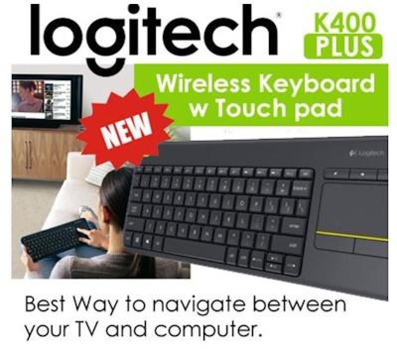 Logitech K400 Plus Wireless Keyboard + Intergrated TouchPad. Control PC to TV entertainment from your couch. Compact Size. USB Wireless. 18 Months Battery Life. Local SG Stock. 1 Year Warranty.. (In Black) Singapore