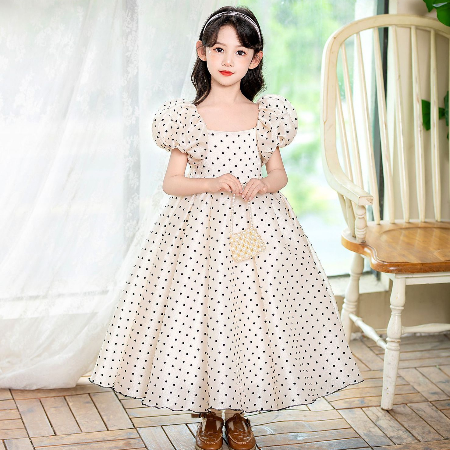 2024 New Summer Girls Short Sleeve Dress For Kids Polka Dot Dress Wedding Birthday Party Vestidos 3 6 7 9 12Year Children Boutique Clothing ราคา  513 บาท*ส่งฟรี