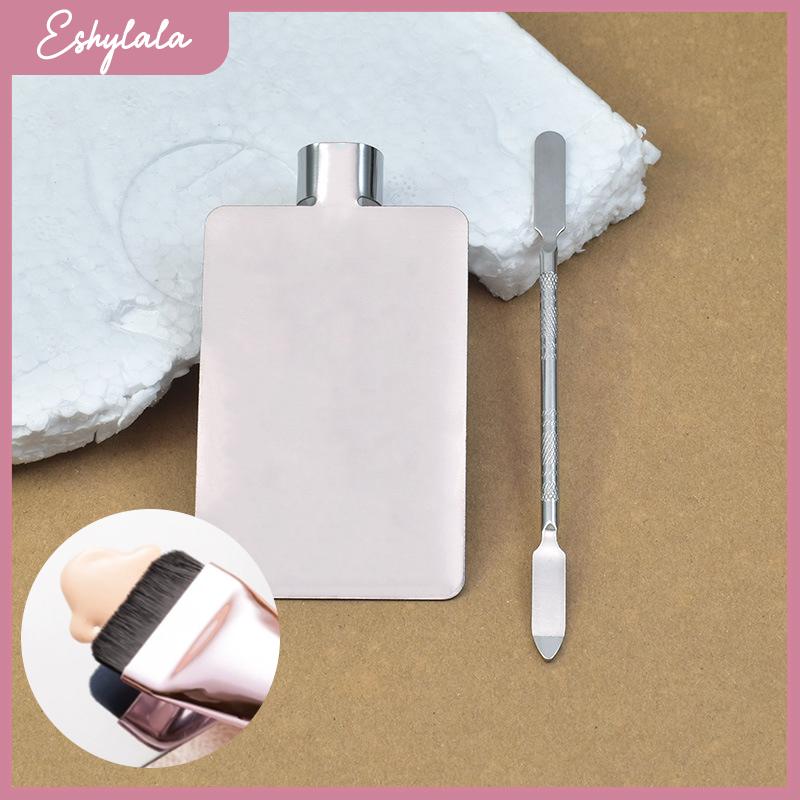 Eshylala Trang Điểm Trộn Palette Nền Tảng Son Môi Bóng Mắt Thép Không Gỉ Mixer Palette Với Thìa Công Cụ Làm Đẹp Móng Tay Nghệ Thuật Palet