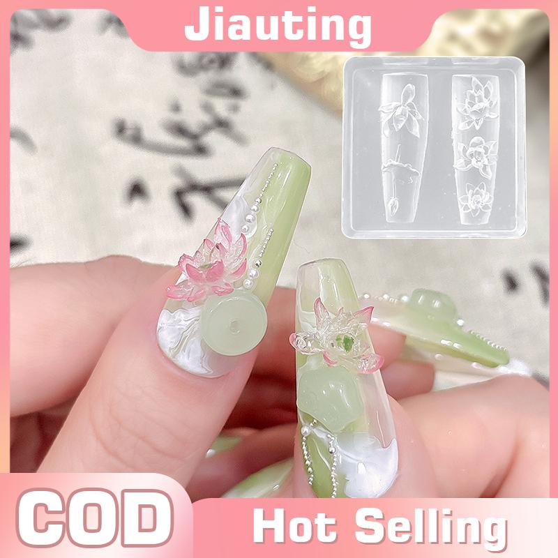 Jiauting 1PC Sen 3D Silicone khuôn sen móng tay nghệ thuật trang trí móng tay tự làm Thiết kế Silicone móng tay phụ kiện móng tay