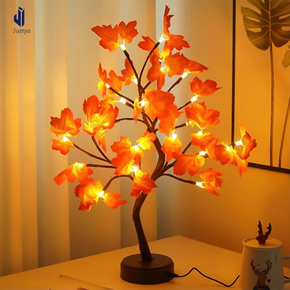 Juanya 24leds cây phong cảm ứng dây Đồng đèn treo cây Thùng ắc quy đèn USB Chuỗi Lá phong ánh sáng cho nhà giáng sinh Tạ Ơn trang trí