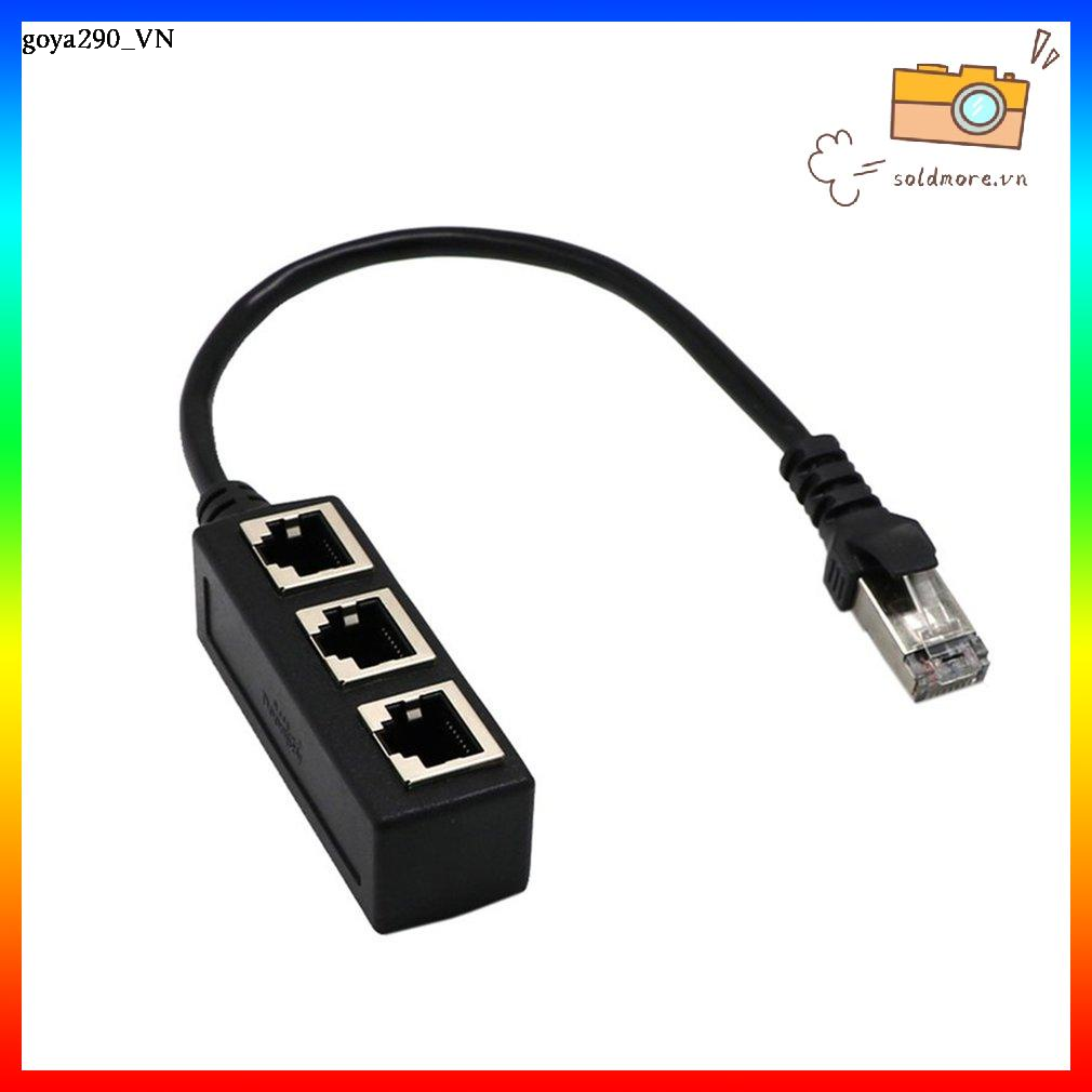 goya290 Bộ chia cáp Ethernet RJ45 Bộ chuyển đổi 1 cổng nam sang 2/3 cổng mạng LAN nữ