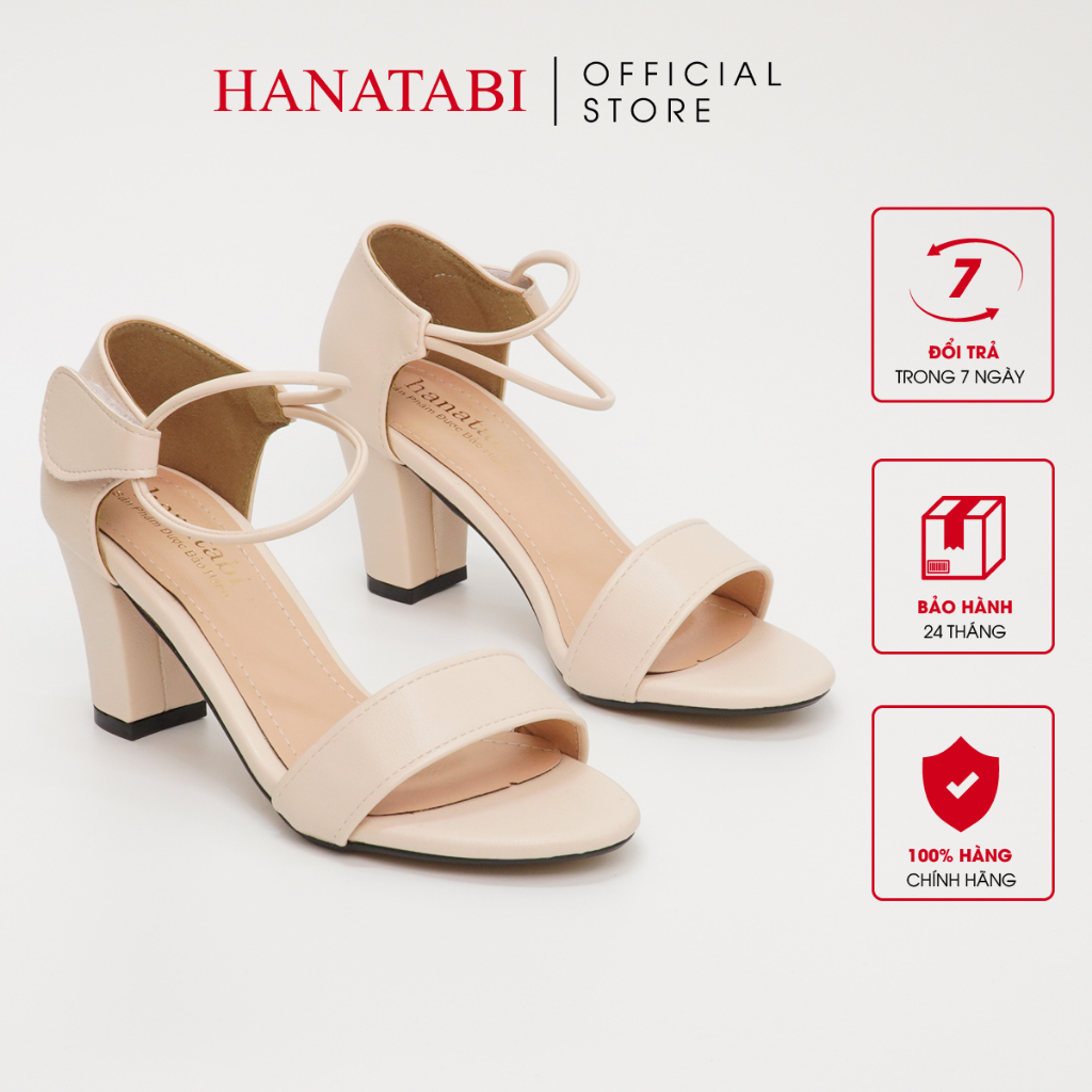 sandal Nữ Hanatabi Gót Vuông Cao 7cm Quai Ngang Hậu Xé Mã SDX7F106