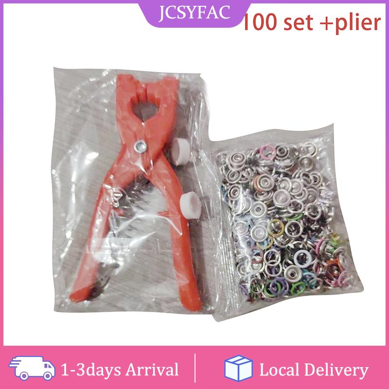 【JCSYFAC】 Plier Tool Colour Metal Snap Sewing Button Claw Set Hollow Solid Snap Fasteners Kit For Installing Clothes Bags