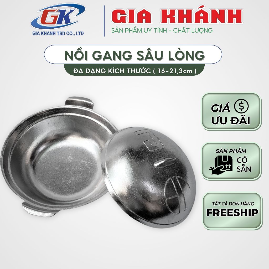nồi gang nồi gang đúc nguyên khối Nồi Cối Gang Sâu Lòng Nhiều Kích Thước -Thố Gang Kho Thịt Kho Cá N