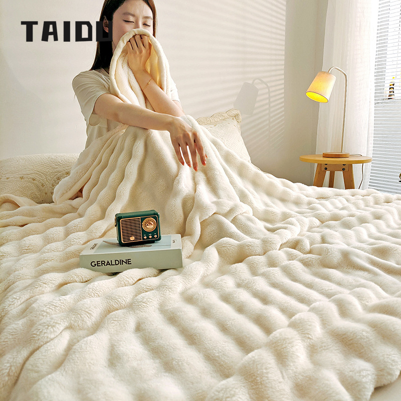 Taidu sang trọng lông thỏ Chăn cho ấm cúng ngủ trên ghế sofa hoặc giường, mềm mại và ấm áp