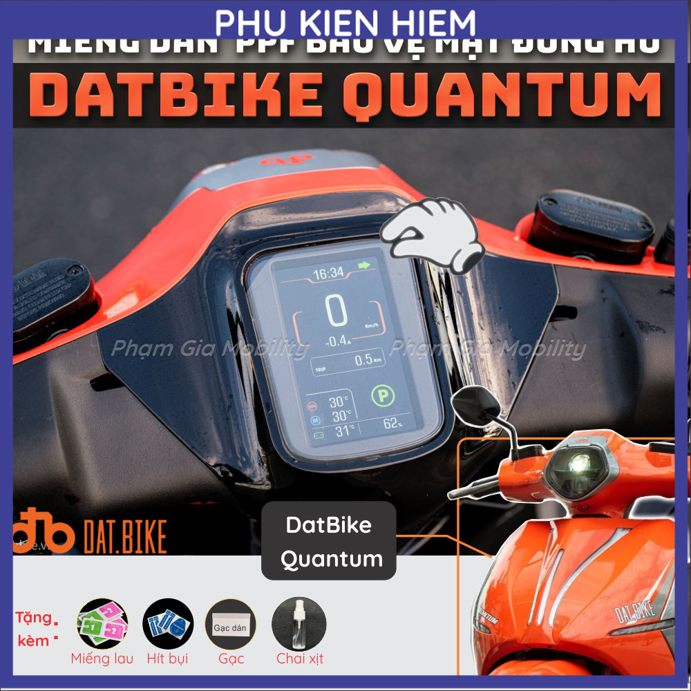 Dán màn hình mặt đồng hồ xe máy điện Datbike quantum loại PPF trong suốt, nhám cao cấp giúp chống trầy xước