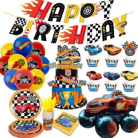 Hot Wheels Cars Theme Birthday Party Needs Monster Truck Balloons Racing Boy Banner Cake Topper