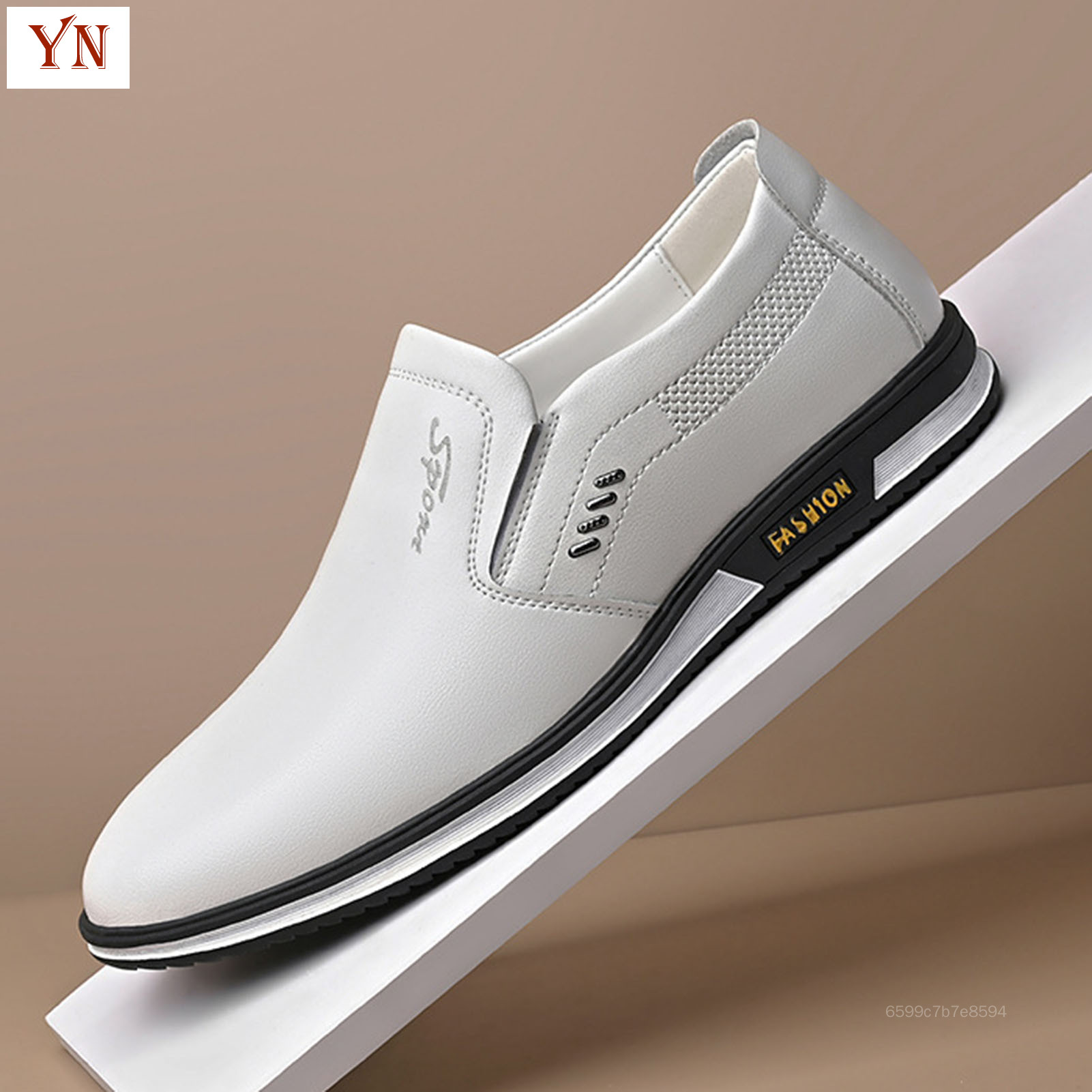 Men Slip On Leather Flats Low Top Dress Shoes Soft All-match Shoes for Holiday Christmas Gift YN-MY