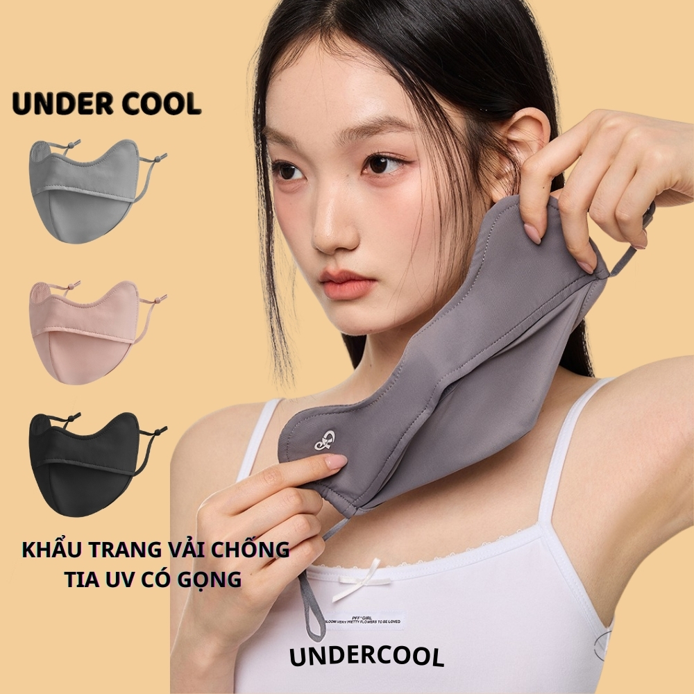 Khẩu Trang Chống Tia UV - Có Gọng - UNDERCOOL Khẩu Trang Vải Chống Nắng UPF50+ Chống Vết Trang Điểm Vết Son KT05