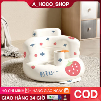 Ghế Hơi Tập Ngồi Cho Bé Bơm Hơi Tự Động Chống Ngã Cao Cấp - Ghế Ngồi Ăn Dặm Gấp Gọn Phong Cách Hàn Quốc