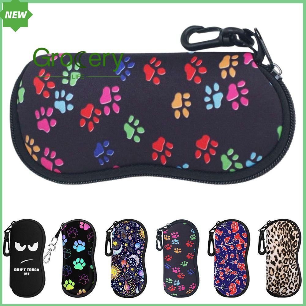 GROCERY LIFE Siêu nhẹ Hộp kính râm Bền Mềm Túi kính có khóa Thời trang Nhỏ gọn Hộp đựng kính mắt bằng cao su Neoprene Dành cho nam và nữ