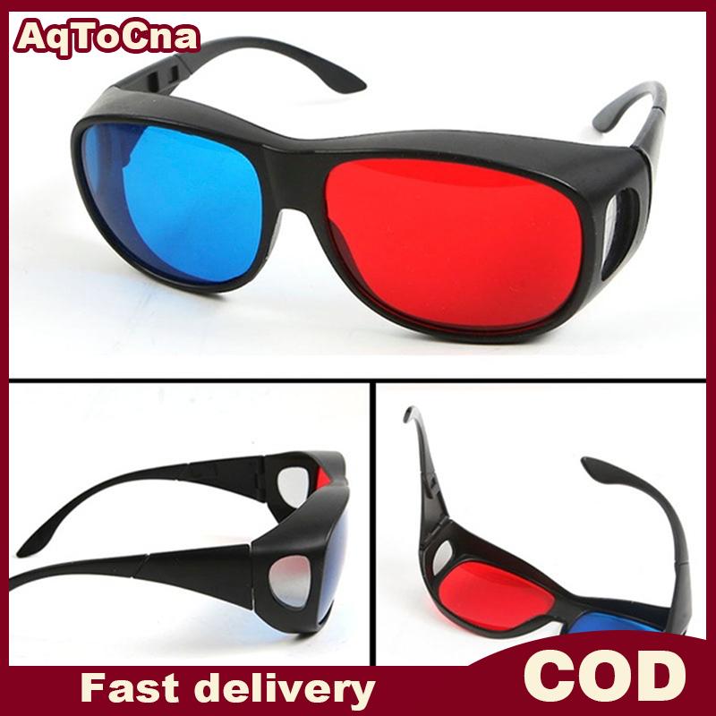 AqToCna Red Blue 3D Glasses Black Frame For Dimensional Anaglyph TV Movie DVD Game Presyo  52 Piso*Libreng Shipping