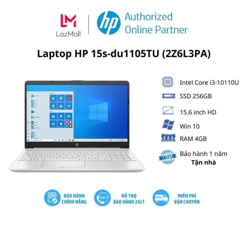 Laptop HP 15s-du1105TU (2Z6L3PA)/ Silver/ Intel Core i3-10110U (2.1Ghz, 4MB)/ RAM 4GB/ 256GB SSD/ Intel UHD Graphics/ 15.6inch HD/ 3Cell/ Win 10H/ 1Yr