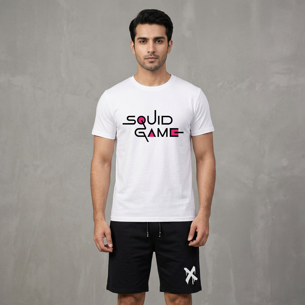 Squid Game Graphics Printed Tracksuit Cotton Fabric T-Shirt & Short for Summer Elegant Suits Gym Track Suit T shirts shorts Casual Wear for Men/Girls/Women