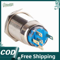 Garsentx สวิตช์ปุ่มกดสแตนเลสขนาด 19 มม LED สวิตช์ล็อคเรืองแสง