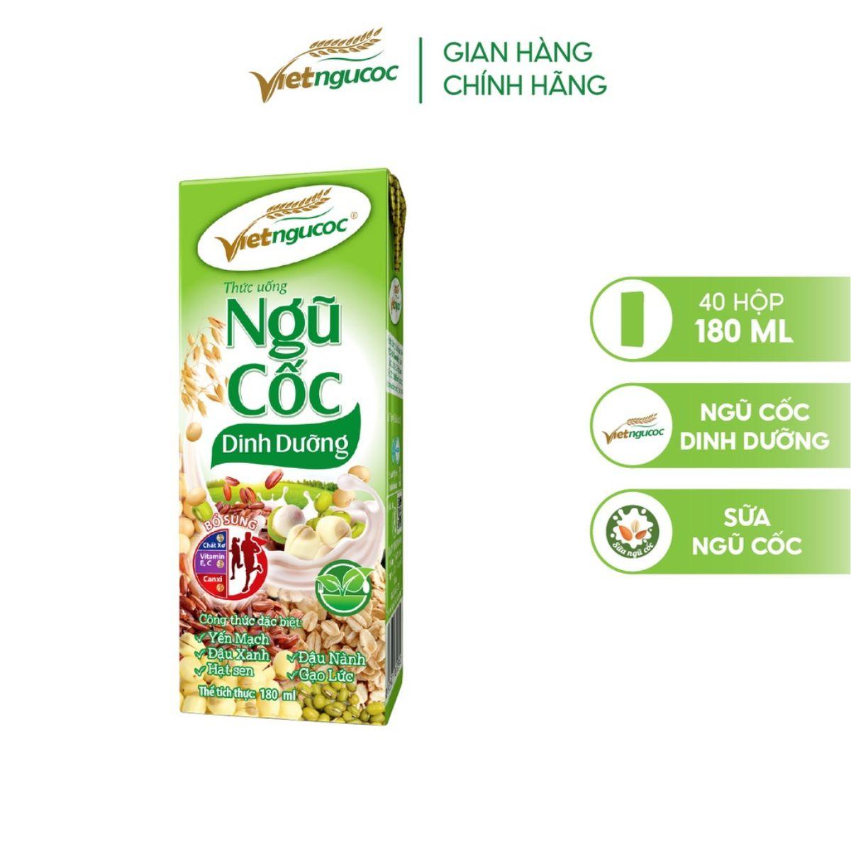 Combo 5 Lốc Sữa Ngũ Cốc Dinh Dưỡng VIỆT NGŨ CỐC Bổ Sung Chất Dinh Dưỡng Cho Cơ Thể 180ml/ Hộp