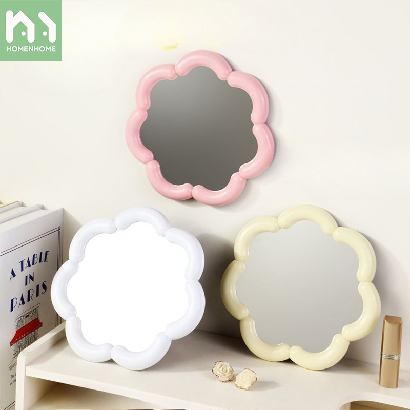 Homenhome Mirror Desktop Makeup Mirror Dormitory Ins Style Portable Student Cute Home High Beauty HD Makeup Mirror