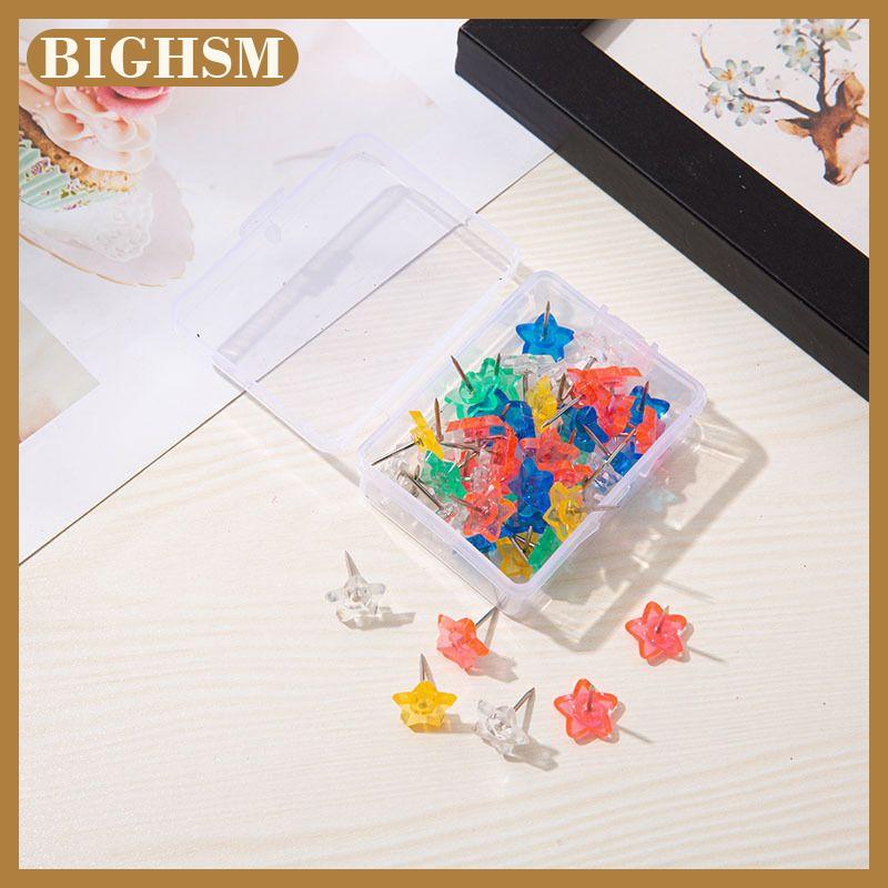 BIGHSM 50 100pcs pentagram hình dạng nhựa bảng nút chai an toàn màu đẩy chân thumbtack văn phòng phụ kiện trường học Nguồn cung cấp