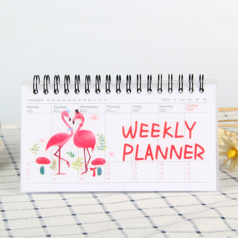 Weekly Planner สมุดแพลนเนอร์รายสัปดาห์ แบบฉีกได้ ลายการ์ตูน เกาหลี พกพาสะดวก สมุดโน้ตขดลวดตั้งโต๊ะ