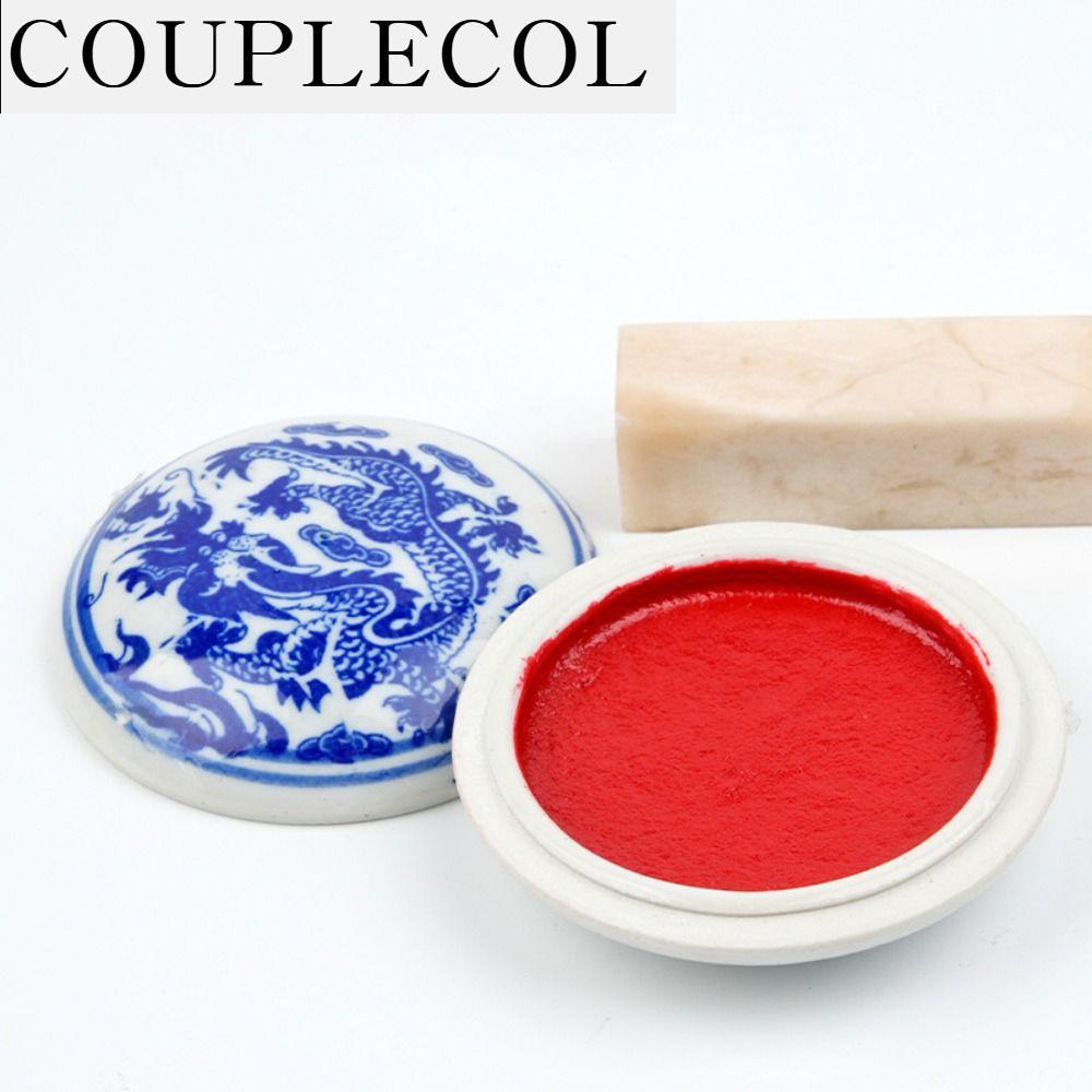 COUPLECOL ของแท้ที่แท้จริง น้ำมันโคลนพิมพ์สีแดง สไตล์จีนจีน สไตล์โบราณ หมึกพิมพ์สีแดง อุปกรณ์เขียน กลมกลมๆ หมึกพิมพ์แสตมป์สีแดง ภาพวาดจีนเพ้นท์ - ยี่ห้อ COUPLECOL ราคา 90 บาท*ส่งฟรี