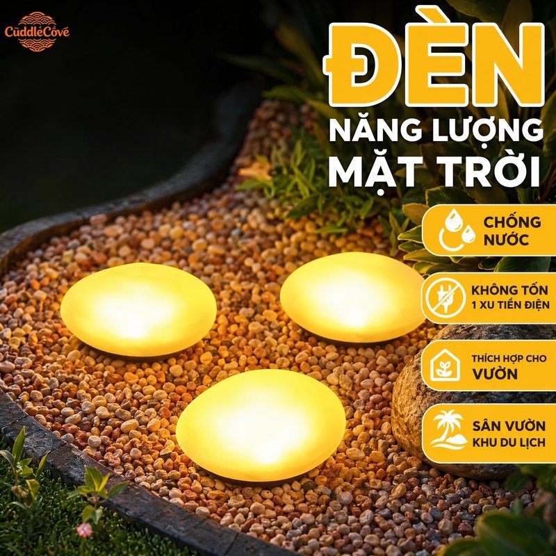 CuddleCove Đèn năng lượng mặt trời LED cảm biến ánh sáng tự động on off chống nước IP65 sạc ban ngày chiếu sáng lối đi sân vườn
