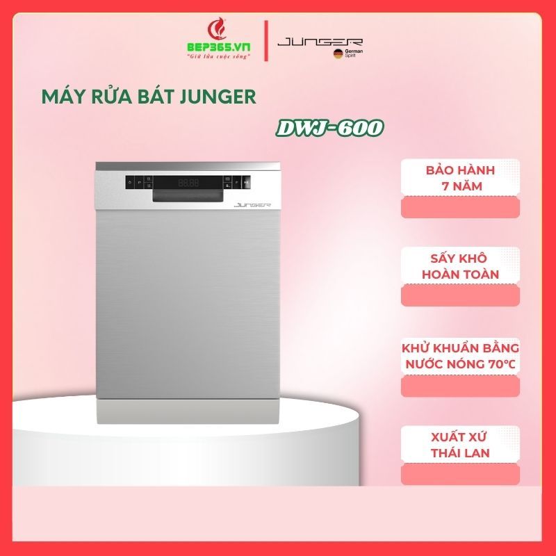 Máy rửa bát đĩa Junger DWJ-600 – Dung tích 14 bộ – Công nghệ rửa thông minh – Tay phun 3 tầng – Màn hình LED trực quan – Rửa sạch toàn diện – Thiết kế đẹp – Bền bỉ – Hàng chính hãng – Tiện lợi cho gia đình