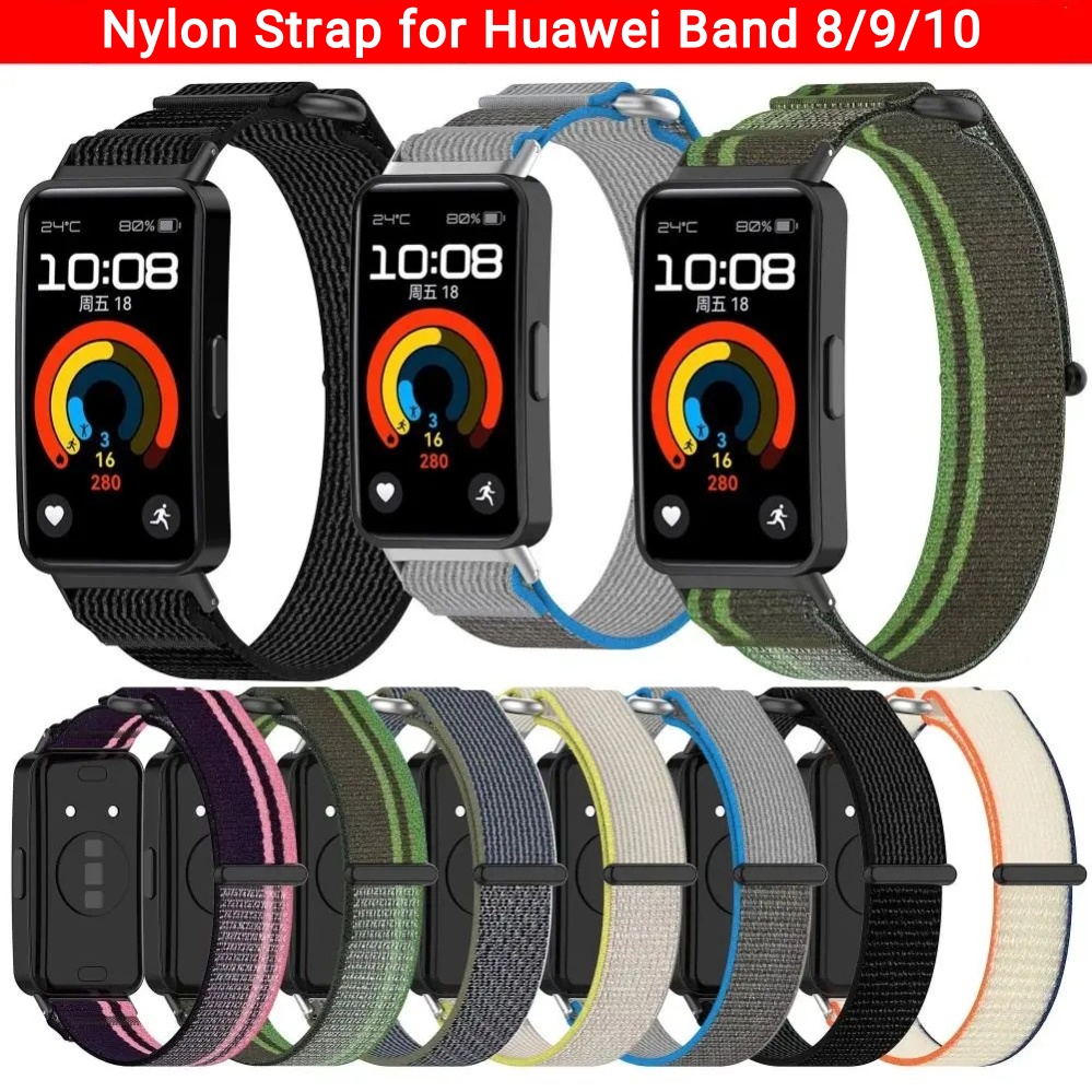 Soft Nylon Nylon Loop Strap Watchband Smart Watch Bracelet Adjustable Accessories Watchband for Huawei Band 10/9/8 ราคา 82 บาท*ส่งฟรี