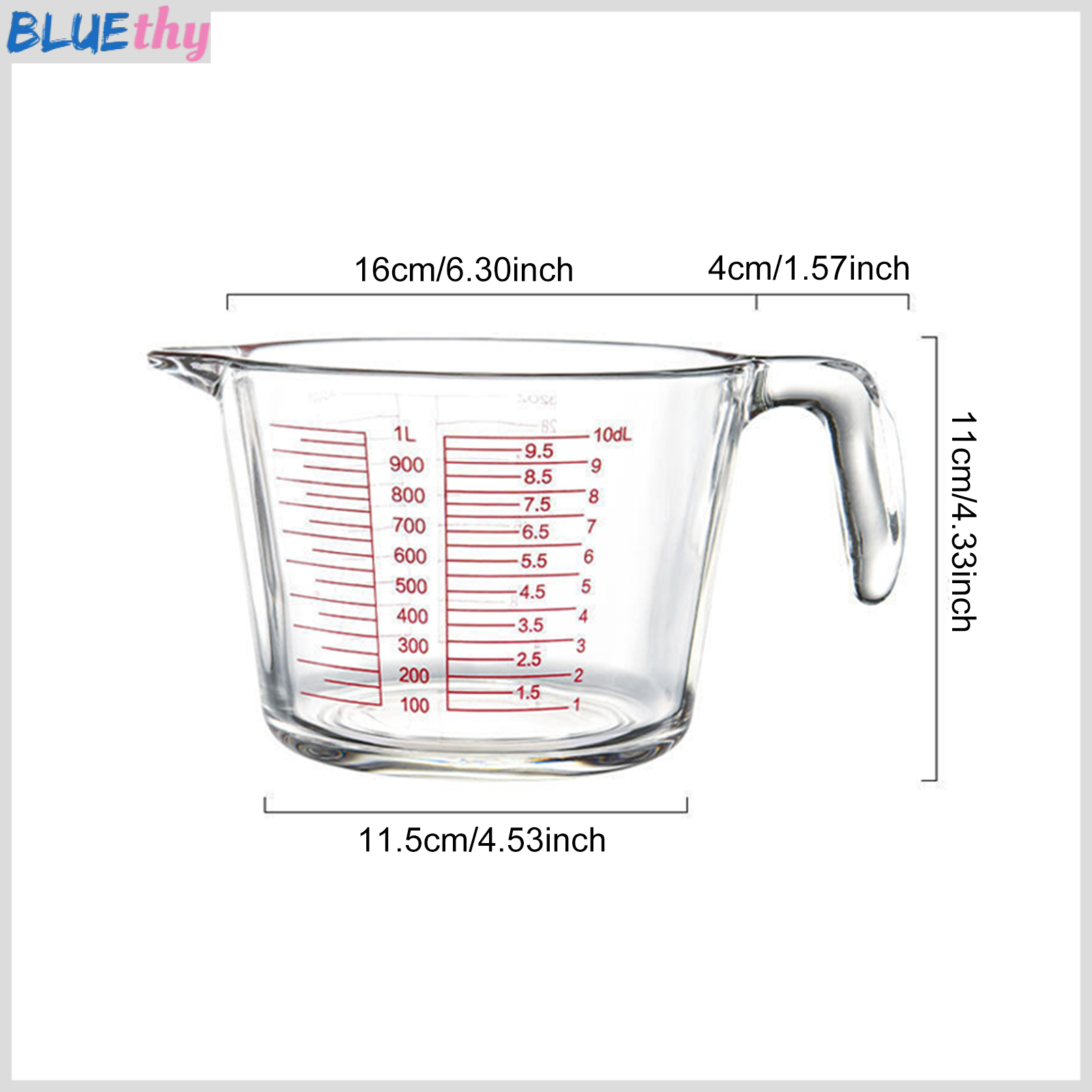Glass Measuring Cup with Handle 500/1000ml Heat-Resistant Pouring Spout Liquid Measurement Tool Easy