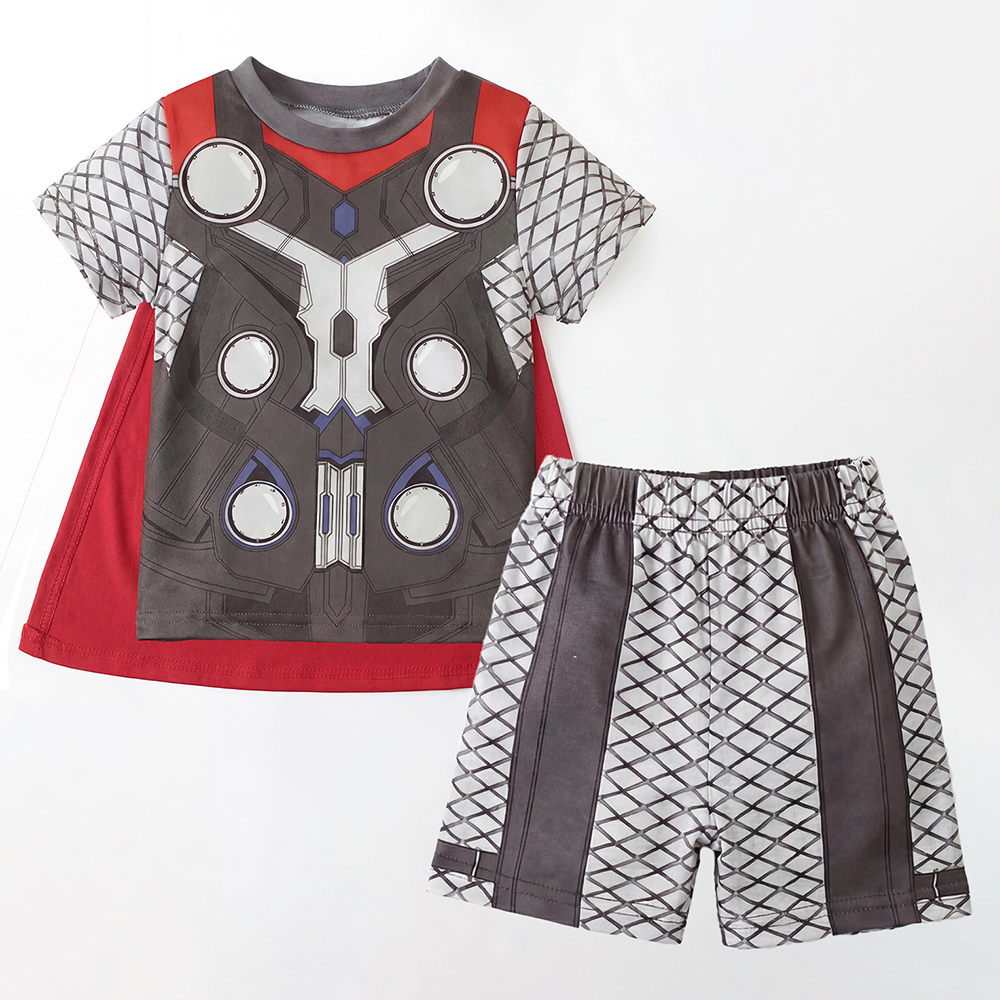 Baby Boy Clothes Set Cartoon Marvel Superhero Thor Short Sleeve Outfits Cotton Toddler Kids Clothing Sets 1-7 Years - 2