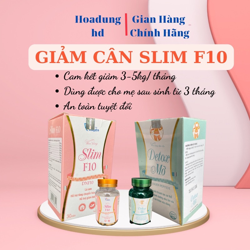 Viên uống giảm cân Slim F10 (1 bộ 2 hộp xanh hồng)