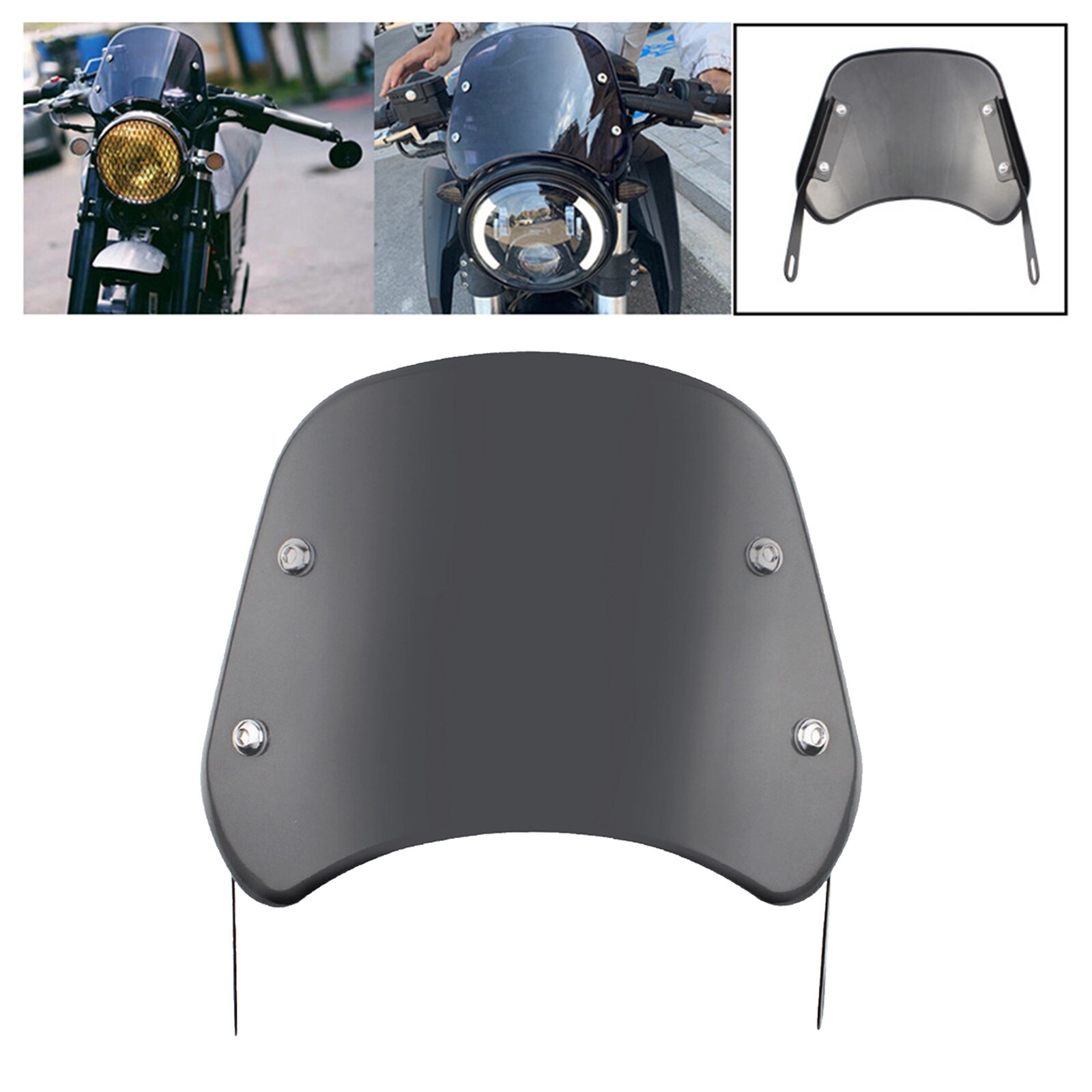 Front 5-7 inch Motorcycle Headlight Windshield Wind Deflector Windscreen Universal for Motorbike Compact Replacement Parts