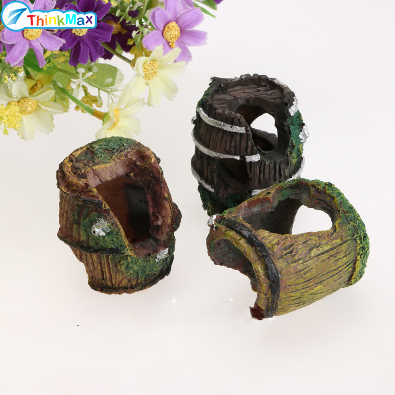 Artificial Barrels Resin Ornaments Unique Design Bright Colors Landscaping Decor Mini Hiding Cave Fish Tank Aquarium Equipment Accessorie ราคา 42 บาท*ส่งฟรี