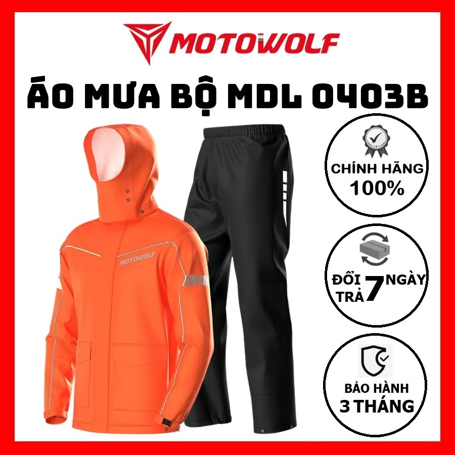 Bộ áo mưa cao cấp MOTOWOLF MDL0403 - Màu cam