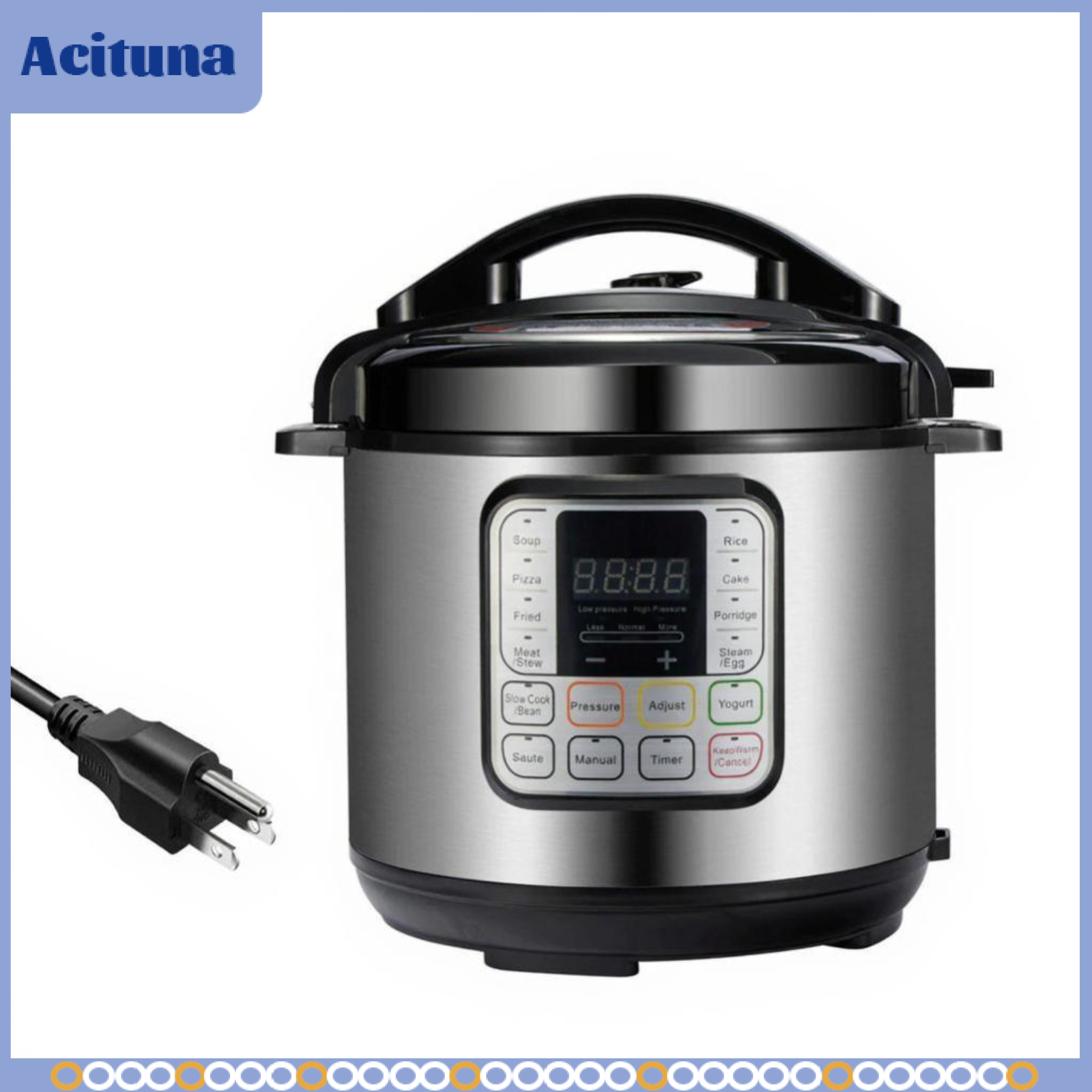 หม้อหุงข้าวไฟฟ้า Acituna หม้อความดันไฟฟ้า, 6 ลิตร, สแตนเลส, อเนกประสงค์, 12-in-1, อัตโนมัติ, ครัวในบ้าน