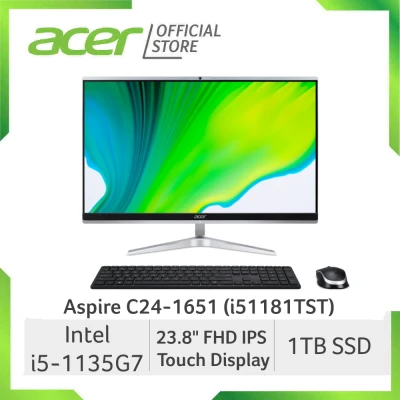 [2021 Model] Acer Aspire C24-1651 (i51181TST) 23.8 Inch FHD IPS Touch Screen AIO Desktop | Intel i5-1135G7 | 1TB SSD | 8GB RAM