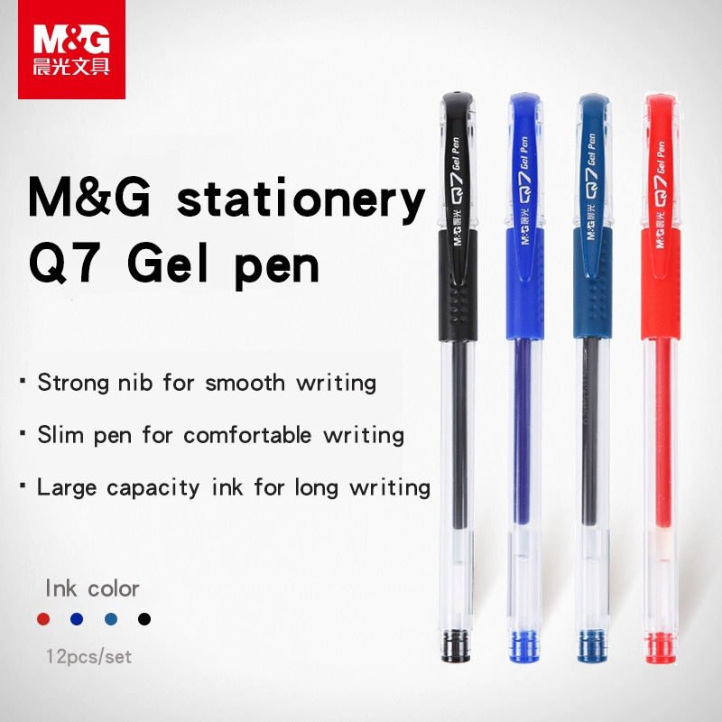 6pcs M&G AGP13604 1.0mm Pen Pipe Black Gel Ink Rolling Ball Point Pen Grey Color 