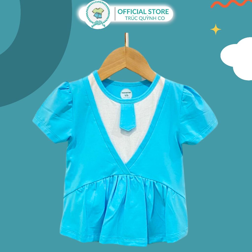 Áo Thun Bé Gái oversize Cổ Tròn In Hình Cà Vạt Truc Quynh Co Cho Bé 12-33kg - 2